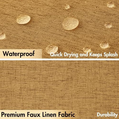 MIULEE 72 x 84 Extra Long Linen Shower Curtain Gold 12 Metal Hooks
