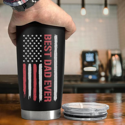 SANDJEST Dad Gifts, Best Dad Ever 20oz Insulated Tumbler with Lid Double-wall Insulated Stainless Steel Mug - Coffee Cup for Outdoor Travel Sport Office, Gift for Birthday Father’s Day