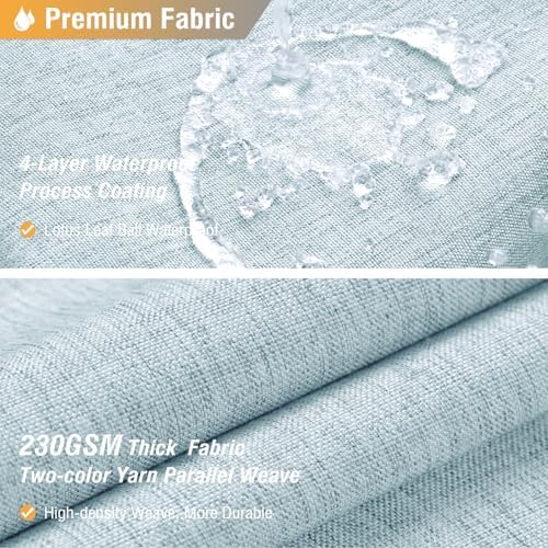 BTTN 72x78 Linen Textured Waterproof Fabric Shower Curtain Set, Fog Blue