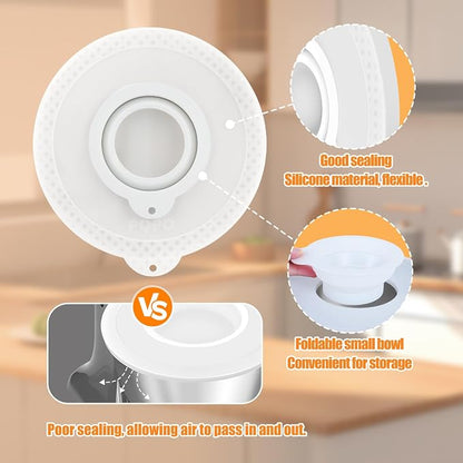 Silicone Mixers Bowl Cover Compatible with KitchenAid 4.5-5 Quart Tilt-Head Stand Mixers Bowl (White)