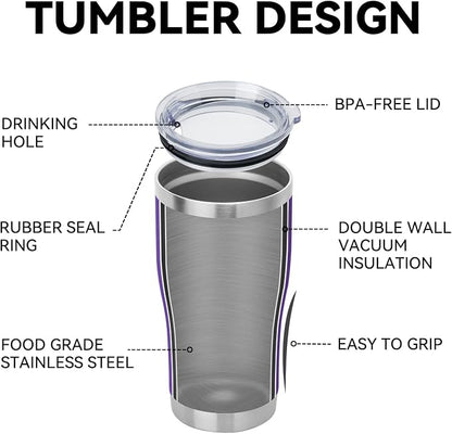 DOMICARE 20oz Tumbler with Lid Stainless Steel Tumblers Bulk, Double Wall Vacuum Insulated Coffee Travel Mug Powder Coated Tumbler, 1 Count (Pack of 1) Purple