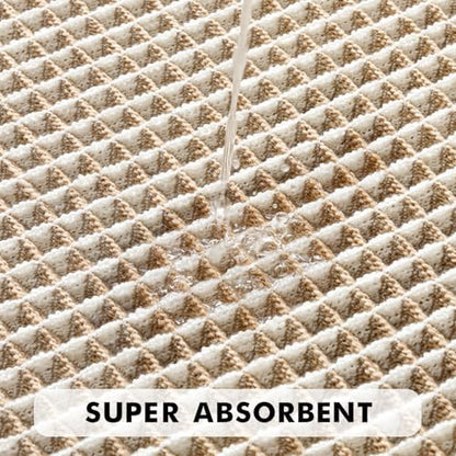 MIULEE Set of 2 Waffle Bathroom Rugs Brown&White Bath Mat 17"x24"+17"x48"