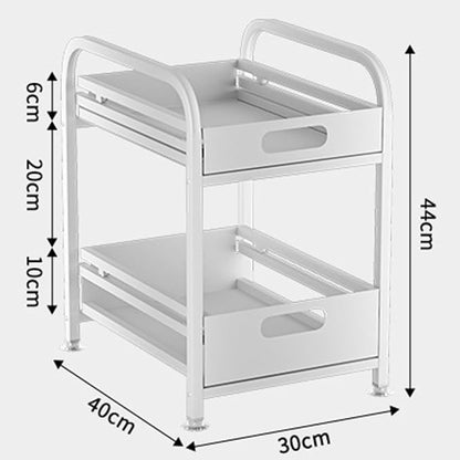 2 Tier Pull-out Storage Organizer, Slide Out Kitchen Cabinet Storage Sliding Shelves, Under Sink Organizers Drawer, Multi-Purpose Storage Rack for Kitchen Pantry, Bathroom Countertop Storage (White)