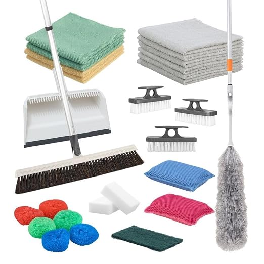 Superio Passover & Spring Cleaning Bundle – Broom, Dustpan, Towels, Sponges, Brushes, Duster, Eraser & Scouring Pads Multi-Purpose Home & Kitchen Set
