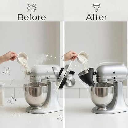 Flour Funnel Compatible for KitchenAid Mixer, Easy Pour No-Mess Attachment, Anti-Splash Attachment for Tilt-Head Stand Mixer 4.5 & 5 Quart (KSM150), Dishwasher Safe Baking Tool