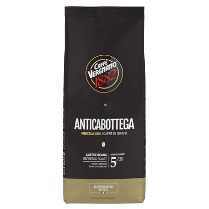 Caffe Vergnano Whole Bean Coffee 2.2 lb Bag - Medium Roast Antica Bottega Arabica Espresso Beans, Italian Coffee Chocolate Caramel Nut Notes - For Coffee Maker, French Press Espresso Maker, Moka Pot