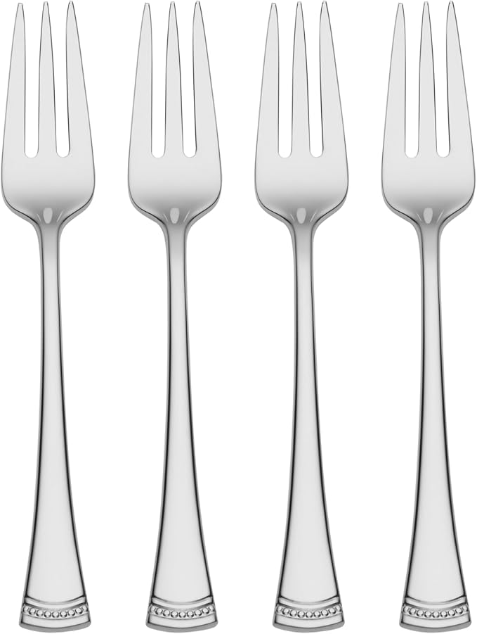 Lenox Silverware Set, Portola Cocktail Forks, Set Of 4, Service For 4, 18/10 Stainless Steel, Dishwasher Safe, Flatware Utensils, Cutlery, Forks Stainless Steel, Kitchen And Dining (Silver, 4 Piece)