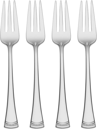 Lenox Silverware Set, Portola Cocktail Forks, Set Of 4, Service For 4, 18/10 Stainless Steel, Dishwasher Safe, Flatware Utensils, Cutlery, Forks Stainless Steel, Kitchen And Dining (Silver, 4 Piece)