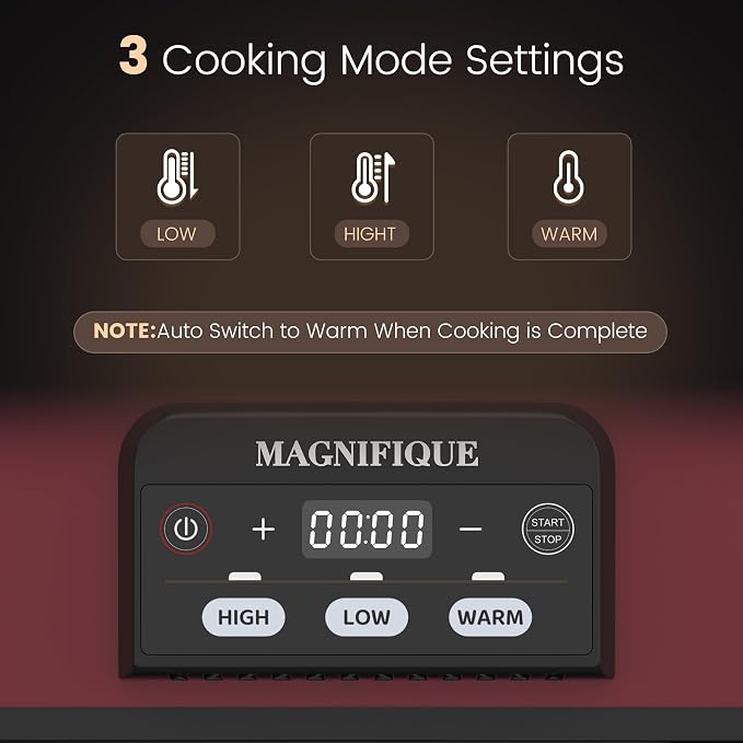 4 Quart Casserole Programmable Slow Cooker with Ceramic Baking Dish - Perfect Kitchen Small Appliance for Family Dinners, Oven Safe and Durable Bakeware for Lasagna, Roasts, Red