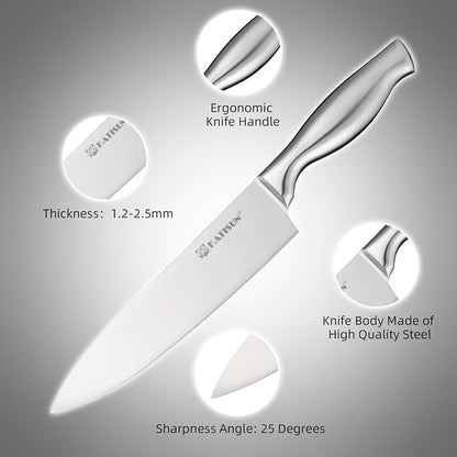 Kitchen Knife Set, 15 Pieces Knife Set with Block, Knives Set for Kitchen, Silver Hollow Ergonomic Handle for Chef Knife Set, Kitchen Shears,Black Knife Block Set, HM2201T-15B