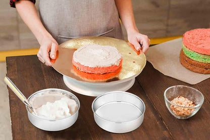 TeamFar 6 Inch Cake Pan, Round Smash Cake Pan Tier Baking Pans Set Stainless Steel, Fit in Pot Pressure Cooker Air Fryer, Healthy & Non-Toxic, Mirror Finish & Sturdy, Oven & Dishwasher Safe - Set of 3