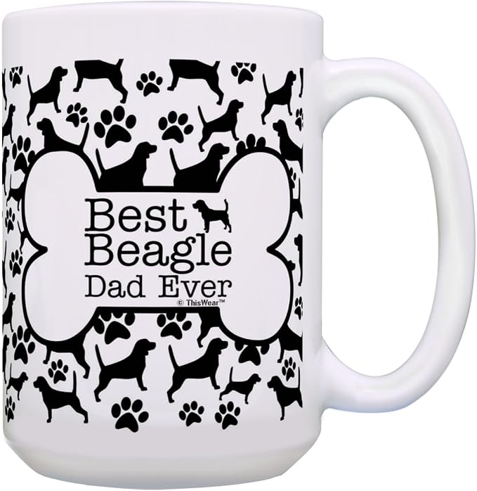 ThisWear Dog Dad Gifts For Men Best Beagle Dad Ever 15oz Ceramic Coffee Mug with Handle