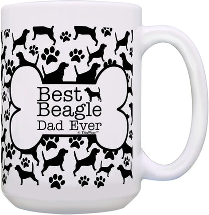 ThisWear Dog Dad Gifts For Men Best Beagle Dad Ever 15oz Ceramic Coffee Mug with Handle