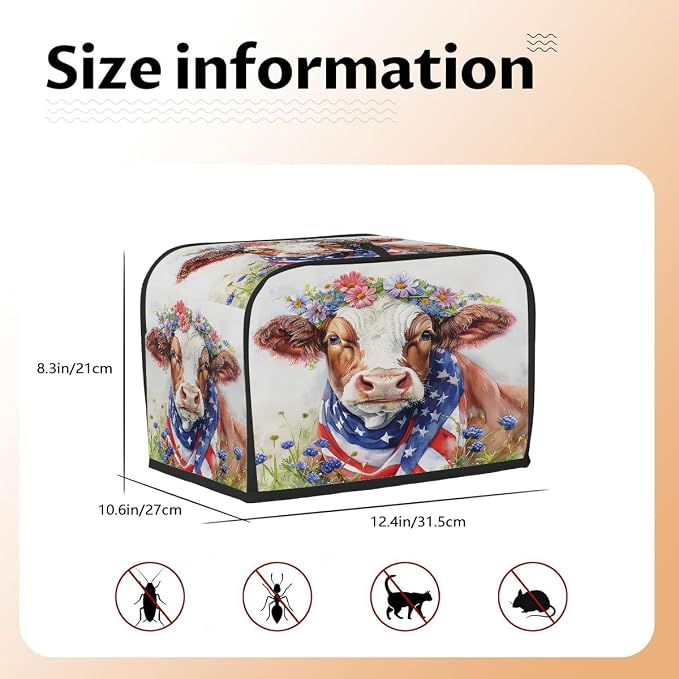 Highland Cow Toaster Cover 4 Slice Wide Slot Washable Toaster Covers | Flower Animal Dust and Fingerprint Protection Bread Maker Covers for Kitchen Accessories Decor Bakeware Women Gift