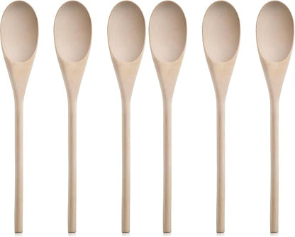 New Star Foodservice 42603 Classic Wood Kitchen Spoons Mixing Spoons, Light Yellow, Set of 3 (Pack of 2)