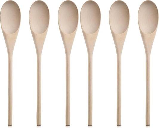 New Star Foodservice 42603 Classic Wood Kitchen Spoons Mixing Spoons, Light Yellow, Set of 3 (Pack of 2)