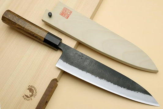 Yoshihiro Japanese High Carbon White Steel #2 Nashiji Gyuto Chefs Knife with Cocobolo Wood Handle (9.5'' (240mm))