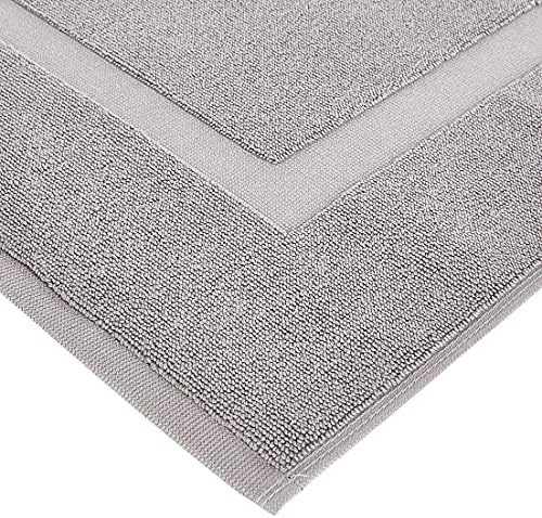 Amazon Basics Banded Bathroom Bath Rug Mat, Machine Washable, 100% Cotton, 31" x 20", Light Gray (Pack of 2)