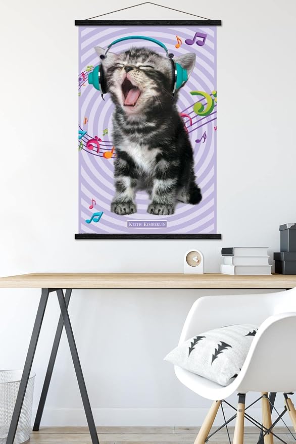 Trends International Keith Kimberlin - Kitten - Singing Wall Poster, 22.375" x 34", Premium Print and Black Hanger Bundle