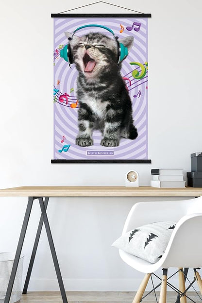 Trends International Keith Kimberlin - Kitten - Singing Wall Poster, 22.375" x 34", Premium Print and Black Hanger Bundle