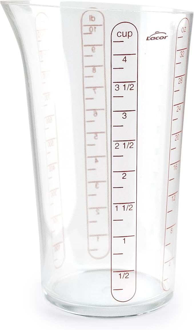 Lacor - 67071 - Basic Measuring Cup, Container with Measurements, Liquid Meter, Highest Quality Plastic, BPA Free, 10.5 cm, 1 L