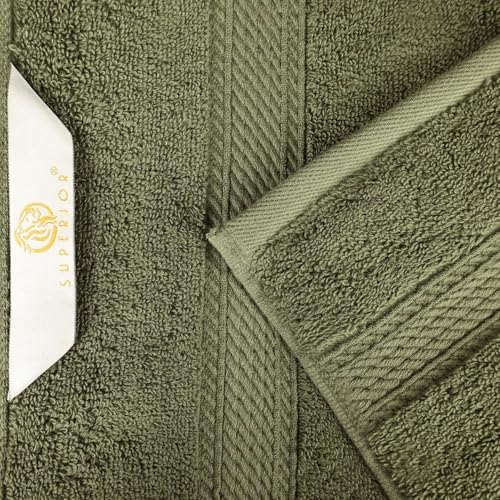 Superior Egyptian Cotton 800 GSM Plush Absorbent, 9 Piece Set, Forest Green