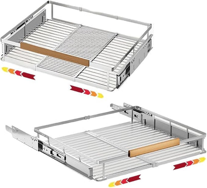 2 Pack Expandable Pull Out Cabinet Organizer，Side Mounting 23.2~39.99"x22.5"Cabinet Pull Out Shelves, Expandable Slide Out Spice Rack for Kitchen Bathroom Office