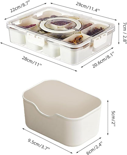 Pure Future 2-Pack Snackle Box Containers with Handles - Divided Serving Tray with Lids, 8 Compartments Charcuterie Box for Travel, Movie Nights & Parties (Hand Wash Only)
