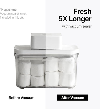 VAKUEN Premium Airtight Food Storage Containers, Mini Square 2pc/set(0.85qt), Smart One-Click Seal Lid, No Hinges, 100% Leak Proof, BPA-FREE, Dishwasher, Freezer & Microwave Safe