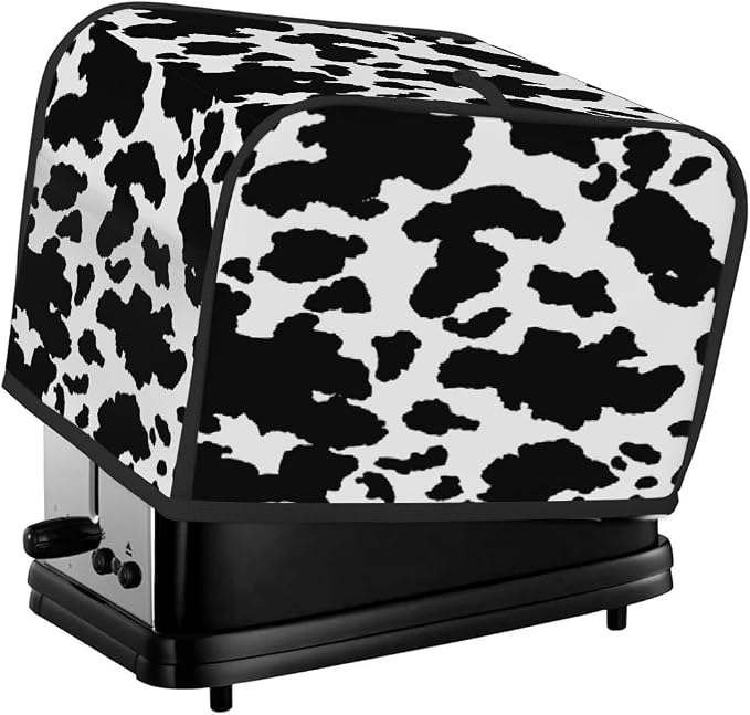 Animal Cow Skin Toaster Cover 4 Slice Wide Slot Washable Kitchen Appliance Covers Fingerprint Bread Machine Dust Cover Small Toaster Oven Accessories Covers Bread Maker Bag Women Gift