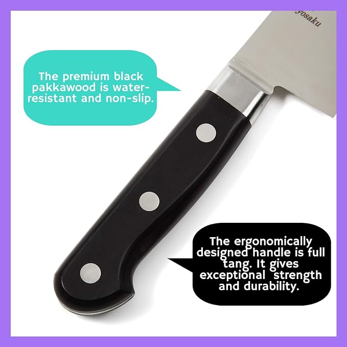 Japanese Chef Knife INOX AUS-8A Stainless Steel Black Pakkawood Handle, Gyuto 9.5-inch (240mm)