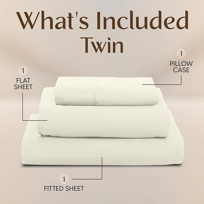 Utopia Bedding Twin Sheet Set – 3 Piece Bed Sheets for Twin Size Bed, Soft and Breathable Microfiber, Includes 1 Fitted Sheet, 1 Flat Sheet and 1 Pillowcase – Oeko Tex (Ivory)