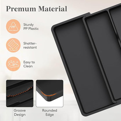Lifewit Utensil Organizer, Adjustable Kitchen Drawer Organizer, Expandable Cooking Utensil and Cutlery Tray, Plastic Divider Holder Black 11.4-19.8" x 14.5"