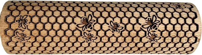 BEEHIVE Embossing Rolling Pin with Pattern. Laser Engraved Embossing Dough Roller for Homemade Cookies and Pottery by Algis Crafts
