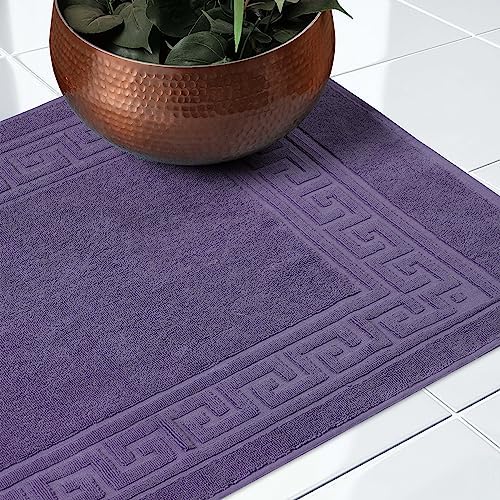 Superior Hotel & Spa Quality Bath Mat Set of 2, Made of Long-Staple Combed Cotton, Durable and Washable 100% Cotton Bathroom Mat 2-Pack, Royal Purple, 22" x 35"