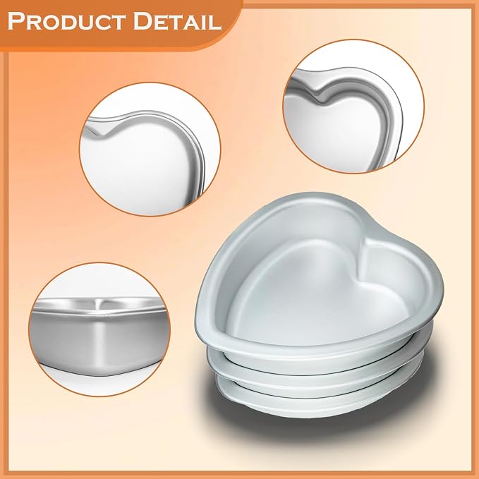 6 ×2 Inch Heart Shape Cake Pans Set of 3, Baking Pan,Anodized Heart Cake Pan, Aluminum, For Valentine's Day Wedding Birthday and Other Occasions Cake.silver (6×2 inch heart cake pan set of 3)