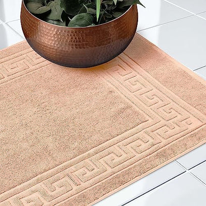 Superior Heavyweight Cotton Bath Mats, Bath Rugs For Bathroom Accessories, Washable Rug For Shower, Bath, Toilet, Modern Decor, No Backing, Luxury Hotel And Spa Quality, Set of 2, 22" x 35", Peach