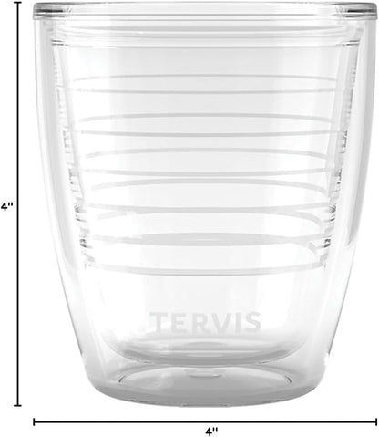 Tervis Clear & Colorful Tabletop 12oz Made in USA Double Walled Insulated Tumbler Travel Cup Keeps Drinks Cold & Hot, 12oz, Clear