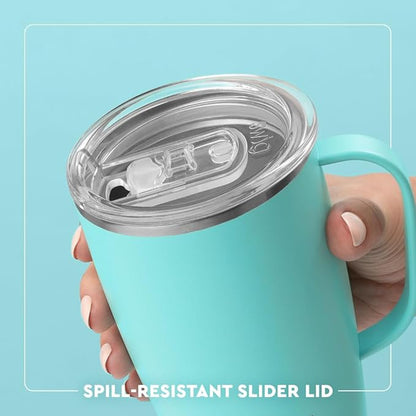 Swig Life 18oz Travel Mug, Insulated Tumbler with Handle and Lid, Cup Holder Friendly, Dishwasher Safe, Stainless Steel, Travel Coffee Cup (Disco Cowgirl)