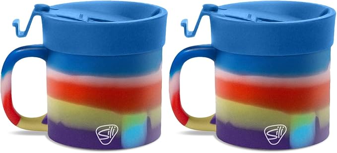 Silipint 16oz Silicone Coffee Mug Tumbler with Flip Lid – Unbreakable Dishwasher Safe Microwave Oven & Freezer Compatible – Non-Toxic Reusable Cup for Coffee Tea or Cold Drinks, Drippy - Pack of 2