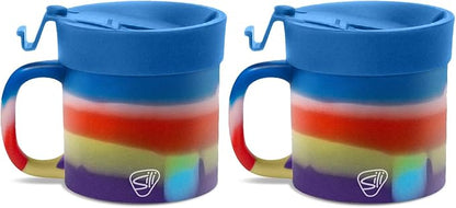 Silipint 16oz Silicone Coffee Mug Tumbler with Flip Lid – Unbreakable Dishwasher Safe Microwave Oven & Freezer Compatible – Non-Toxic Reusable Cup for Coffee Tea or Cold Drinks, Drippy - Pack of 2