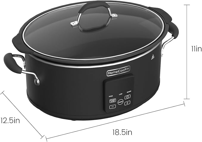 HOMECOOKIN Slow Cooker, Extra Large 10 Quart Programmable Slow Cookers with Timer, Dishwasher Safe Glass Lid & Crock, Kitchen Appliance for Families and Gatherings, Black