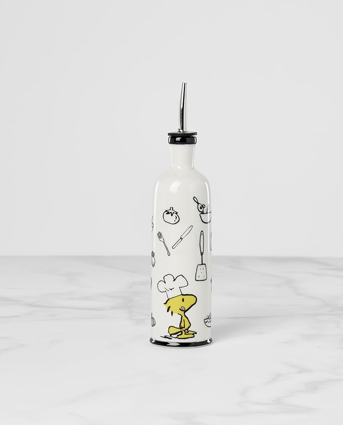 Lenox Home And Kitchen, Chef Snoopy Oil Bottle, Porcelain Material, Kitchen Gadgets, Oil Dispenser Bottle, Table Decor And Accessories, Snoopy Peanut Design, Home (White, 1 Piece, 11 Ounce Capcity)