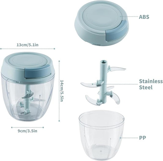 Small Manual Food Processor Protable Meat Salad Fruit Chopper Onion Cutter Garlic Mincer Kitchen Gadgets,900ml