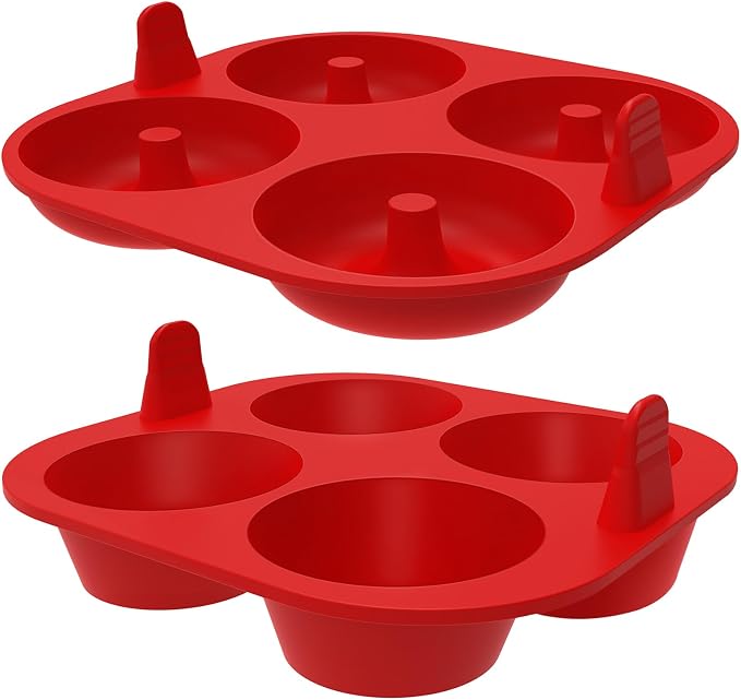 Webake Silicone Air Fryer Muffin Pan and Donut Pan, Make 2.8" Standard Size Cupcakes and Donuts, Nonstick BPA-Free, Set of 2