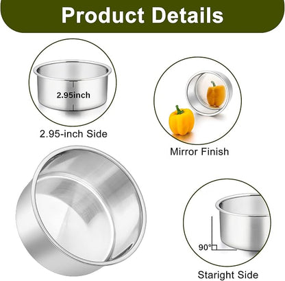 P&P CHEF 6 Inch Cake Pans Set, Round Baking Pan Stainless Steel Layer Birthday Wedding Cake Oven Pans, Non Toxic & Heavy Duty, Deep Side & Mirror Finish, Dishwasher Safe, (1Pc)