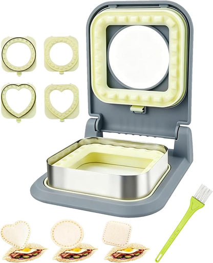 CHICHAUS Uncrustable Sandwich Maker,Sandwiches Pocket Circle Shape 3.7Inch Sandwich Cutter and Sealer,Sandwich Cutter for Kids Breakfast and lunchboxes (3-Shape Grey)