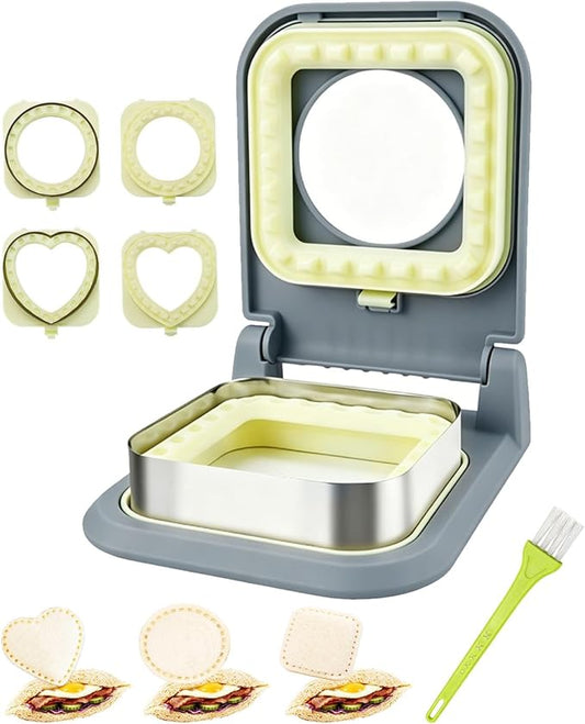 CHICHAUS Uncrustable Sandwich Maker,Sandwiches Pocket Circle Shape 3.7Inch Sandwich Cutter and Sealer,Sandwich Cutter for Kids Breakfast and lunchboxes (3-Shape Grey)