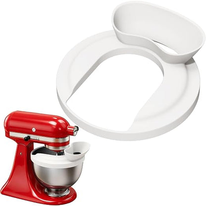 Flour Funnel with Pouring Shield for KitchenAid 4.5-6QT Mixer, Silicone Splash Guard with Flour Funnel for Kitchen Aid Mixer Tilt-Head and Bowl-Lift, Dishwasher Safe Baking Tool (White)