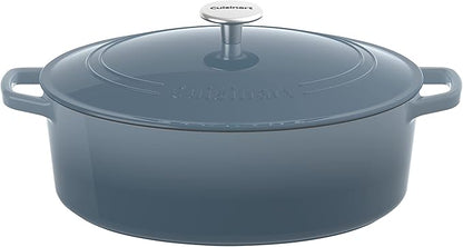 Cuisinart Chef's Classic Enameled Cast Iron Dutch Oven with Lid, Porcelain Enameled Interior, Oven Safe, Induction Compatible, 7-Quart, Oval, Gradient Navy